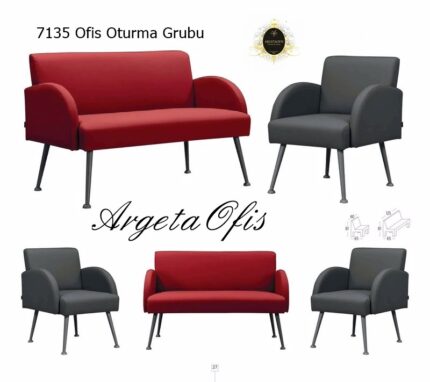 Zarif hatlarıyla dikkat çeken modern estetik 7135 Ofis Kanepeleri.