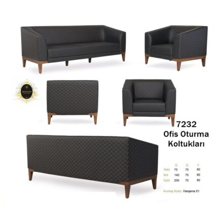 Minimalist bir tasarıma sahip estetik 7232 Ofis Kanepeleri.