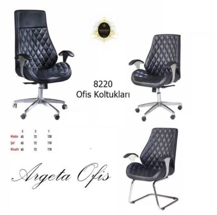 Yükseklik ayarlı ve ergonomik oturma desteği sunan Yönetici ofisinizde uzun süreli oturumlar için ideal konfor sunan lüks 8220 Ofis Koltuklarılarımızı keşfedin..
